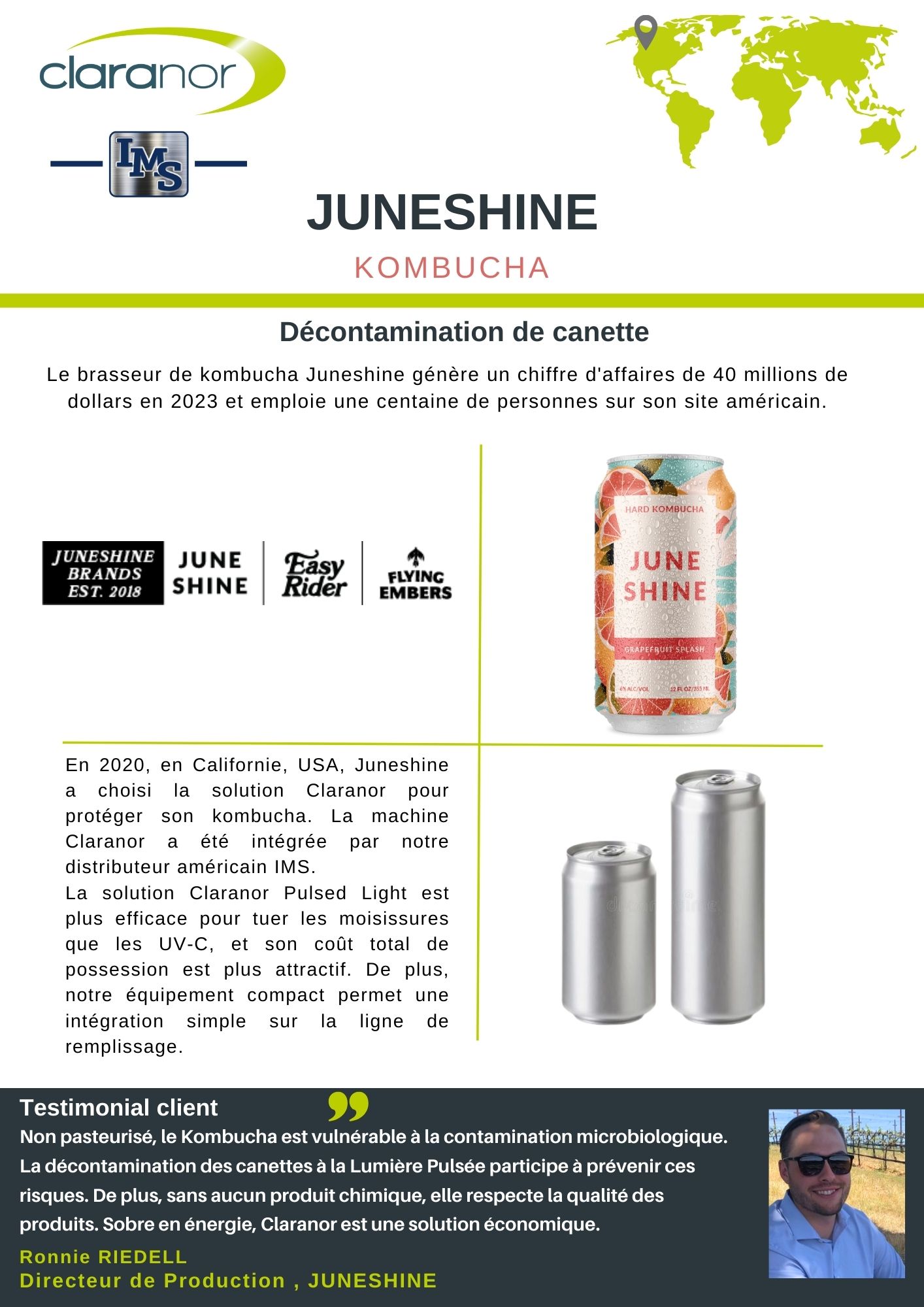 JuneShine fait confiance à Claranor pour la décontamination des canettes, JuneShine fait confiance à la décontamination des canettes par lumière pulsée de Claranor