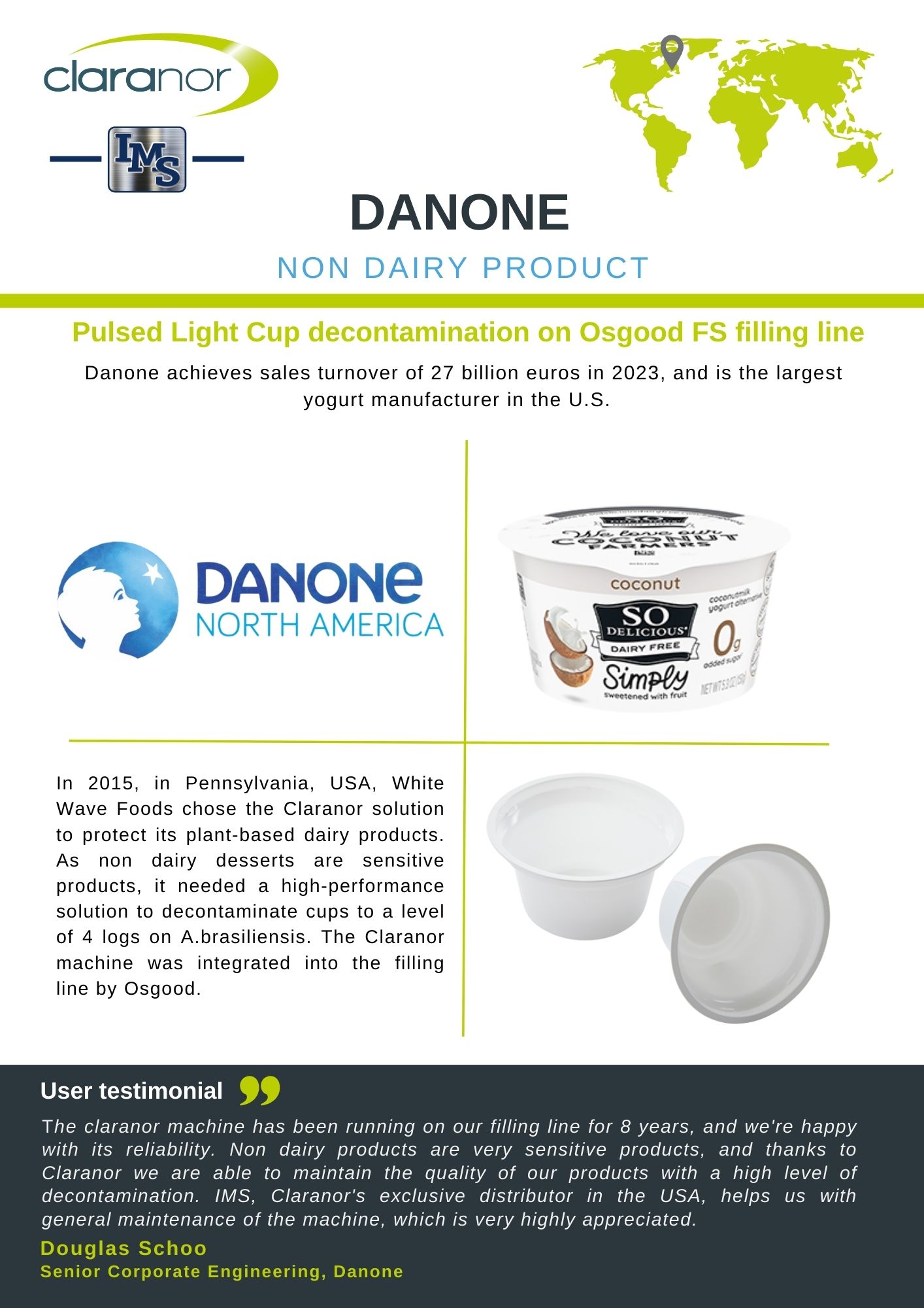 Danone relies on Claranor Pulsed Light Decontamination, Danone relies on Claranor Pulsed Light Decontamination